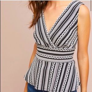 ANTHROPOLOGIE Vanessa Virginia black
and white Upton peplum tank top